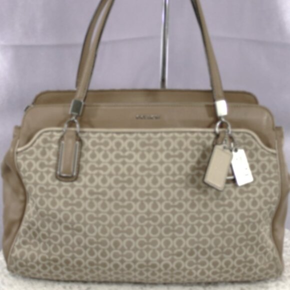 Coach Signature Jacquard Large Satchel Tote Bag - Picture 1 of 14